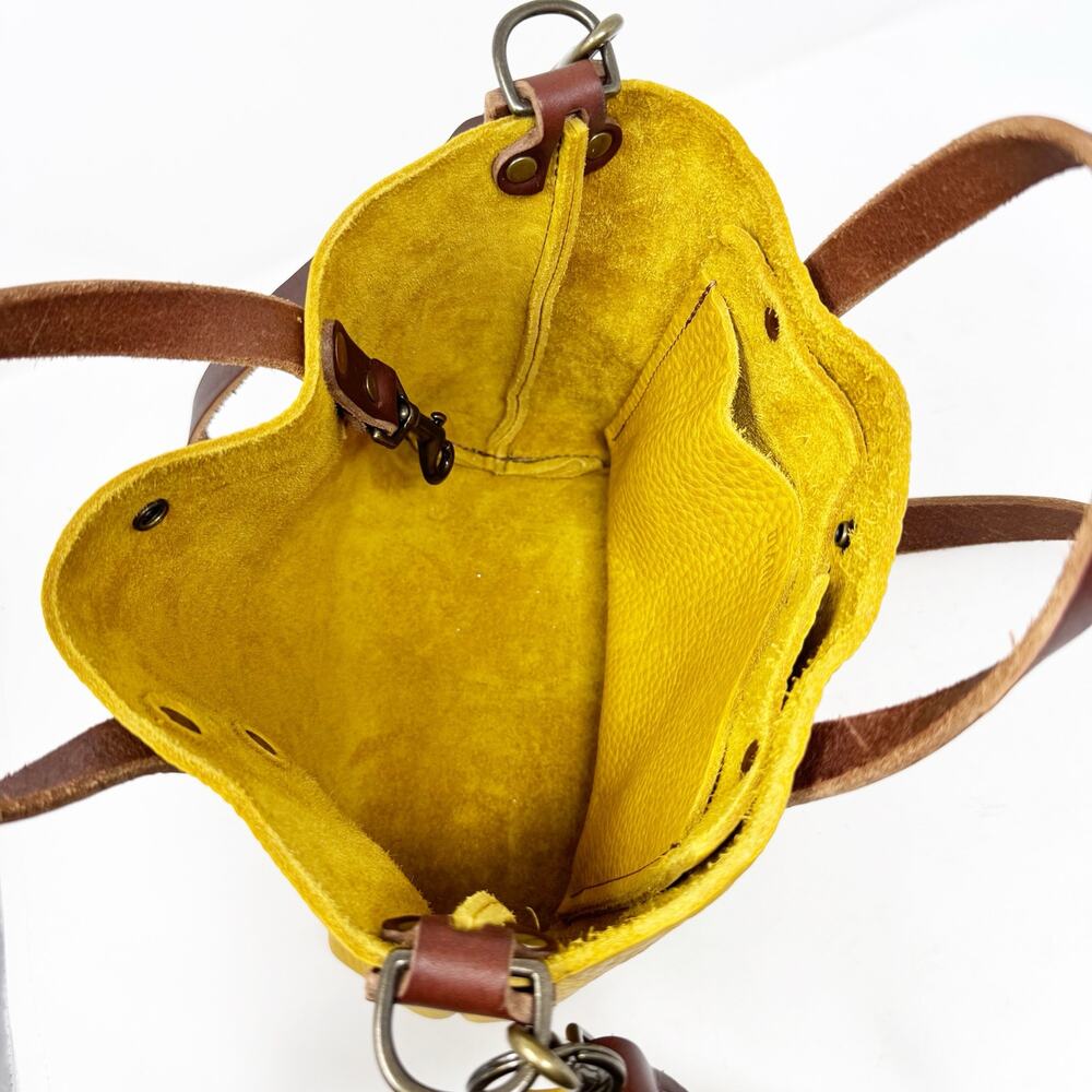 Go Forth Goods Avery Golden Sun Leather Crossbody Tote Handmade USA Quiet Luxury - Picture 9 of 10